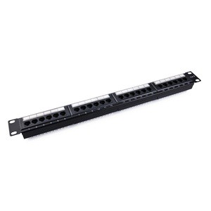 Unshielded 24-Port Cat6 RJ45 Network Patch Panel 1U 19-Inch Ethernet Distribution Frame