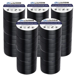 50 Pack Black 3/4 X 66 ft Waterproof Vinyl Electrical Insulating Tape High Temperature Resistance Home Outdoor Adhesive Tape