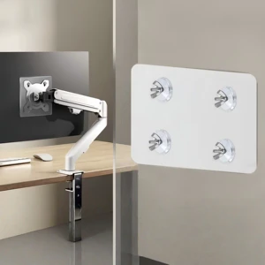 Clamp on Monitor Arm No Mounting Hole | Heavy Duty Single Sided Acrylic & Fiberglass Adhesive VESA Bracket for 17-30