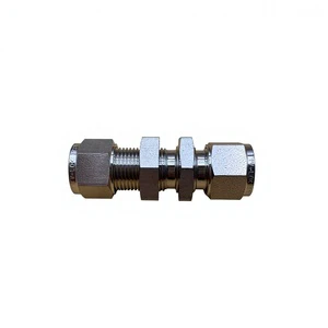 Stainless Steel Bulkhead Union 1/4 1/2 3/8 3/4 1in Tube OD Compression Fitting With Double Ferrules For Oil Gas Fuel Air Liquid
