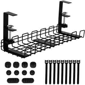 Desk Cable Management Tray Folding Metal Power Strip Holder, Wire Racks, Cord Organizers, Durable Steel Mesh