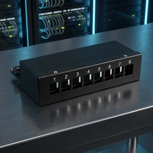 MT-R6456 8-Port Unloaded Modular Blank Patch Panel Full Shielded Cat6A Networking RJ45 1U Modules Patch Panel