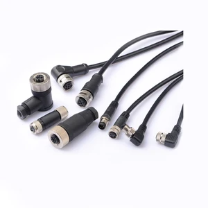 High Quality Industrial Straight M12 8pin Connector Male to Female Shield PVC Connector Molding Cable Plug