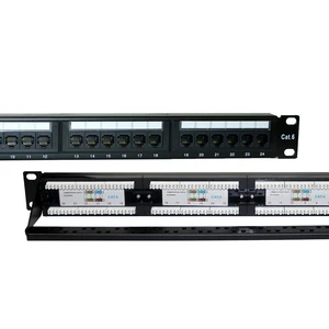 19-inch 1U Steel Patch Panel with 24/48 Ports Cat6/Cat5 RJ45 Cat5e/6/6A Black Server Network Cabinet Rack