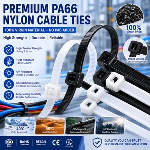 China Factory Direct Sell Durable Wear Resistant Fire Resistant Anti-UV Black Self Locking Nylon Plastic Cable Zip Ties 50PCS