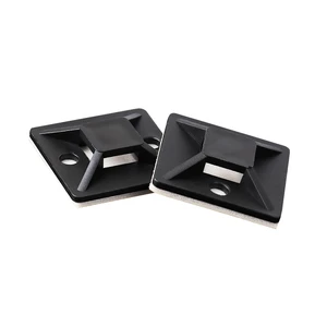 100pcs Self-Locking Cable Tie Mounts Small Adhesive Mount 25x25mm Black White Wires Zip Tie Adhesive-backed Anchors