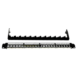 High Performance STP 24 Port 19 Inch Black Network Patch Panel for Information Network Cabling