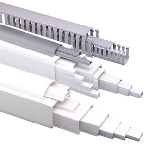 FSCAT PVC Halogen Free Heat Resistant Cable Trunking Electrical Wire Duct Heavy Duty Square Cable Raceway for Industrial Wiring