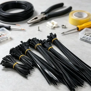 UV Black Resistant Self-Locking Nylon 66 Cable Ties Black Wholesale Price 100mm 150mm 200mm 300mm 400mm 500mm Length
