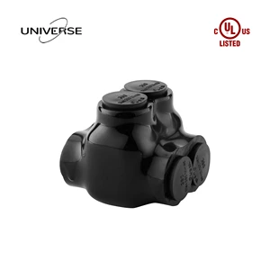 UL Listed 2 Ports Black Insulated Wire Connector Dual Entry Mechanical Splice for 1/0 - 350kcmil Copper & Aluminum