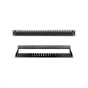 8P8C Network Patch Panel Rack Mount 1U RJ45 24 Port Cat5e Cat6 Cat6a UTP Data Ethernet Lan Patch Panel