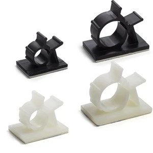 Self Adhesive Plastic Cable Management Clips Black & White Cable Organizer Clip Adjustable Wire Cord Tie Holder for Wall Desk