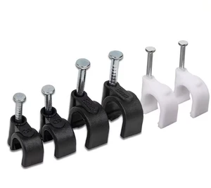 Factory Direct 4mm to 40mm U Shape Nail Cable Clip Pipe Fixing Wall Hanging PVC Pipe Wall Clamp Cable Clip Cable Clip 100Pcs/bag