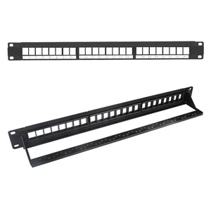 24 Port Blank Patch Panel Module 1U 19 Inches Rack Mounting Compatible Lan Network Patch Panel for CAT5 CAT6 CAT7 Keystone Jack