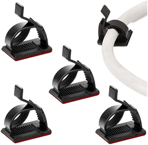 2025 Best Seller Black Adhesive Cable Clips R Plastic Wire Organizer Cord Holder for Desk Car Wall Ethernet Cable Management