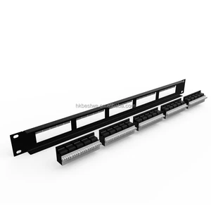 High Quality 25-Port RJ45 UTP Cat3 FTTX Fiber Optic Telephone Patch Panel 19-Inch 1U Cabinet Mount Black Metal Networking-PCB