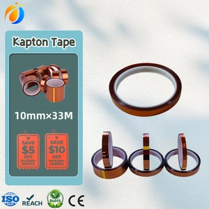 Amber Brown Heat Resistant Kapton Tape Polyimide Film High Temperature 10mm 33m Silicone Adhesive Insulation Gold Finger Tape