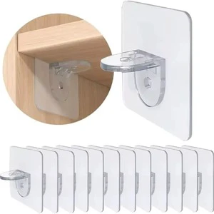 Best Clear Plastic L Shaped Shelf Support Brackets Punch Free Adhesive Triangle Peg Hanger Holders Kitchen Wardrobe Bathroom
