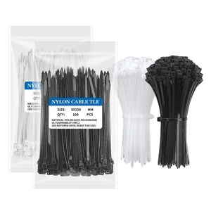 6 Inch White Cable Zip Ties 4.8*150mm 50lbs Tensile Strength Flexible and Durable 100 Pack Nylon Cable Ties Black