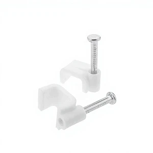PROPART Cable Clip with Screw 6mm Plate White 100 Count PECF6 Made in China