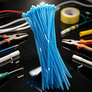 Wholesale Nylon 66 Self Locking Plastic Cable Ties Blue Color 5mm*400mm Industrial Use Durable Strong Fastening Cable Management
