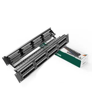 UTP Cat6 Metal FTTX Patch Panel 2U 48 Port Ethernet Support 10Gbps Transmission Black Wireless/Wired LAN Wall-Mount