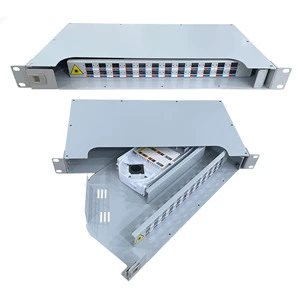 Fiber Optic Patch Panel Rotary Type Rack Mounted 19 Inch 12-96 Port Core With Splice Tray Cold Rolled Steel FTTH FTTX
