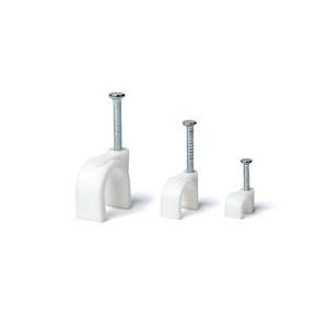 White Round Cable Clips for Wall Mounting Cables 14mm Pack of 100 PCS With Stainless Steel Nails