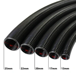 32mm Flexible UV-resistant Corrugated Conduit In Black 1/4 Inch Nylon PA Wire Conduit Wire Harness Protection Corrugated Tube