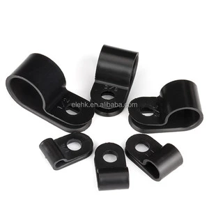 ELEHK Plastic Wire Clamps R Type Nylon Cable Clips Screw Tie Retainer Screw Hole Fixing Cable Organizer Clip