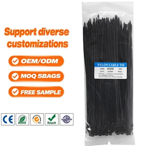 Eco-friendly Self-Locking Cable Ties 3.6x100mm Nylon 66 Fasteners 7.5mm Wire Wraps Plastic Zip Straps for Electrical Cabling