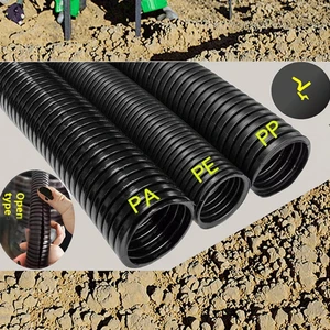 Thickened PE AD21.2 Plastic Corrugated Tube Threading Hose Plastic Black Pipe Wire and Opened Cable Sheath