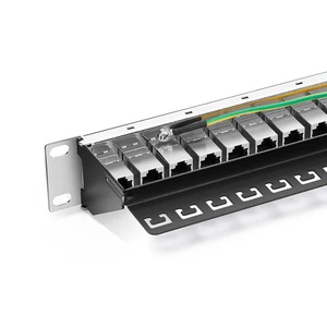 Hot Selling Cat6 Cat6a RJ45 Network Patch Panel 1U Full Loaded with Coupler 24 Port Patch Panel with Female to Female Coupler