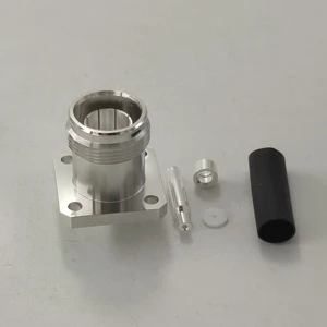 Factory 4.3/10 Electrical Wire Waterproof RF Coaxial Female Jack 4 Holes Flange Connectors for .141'' RG402 Cable
