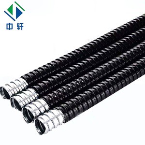 Hot Selling Zhongxuan Black PVC Coated Corrugated Flexible Conduit Fireproof Waterproof Electrical Wiring Tube Square Lock