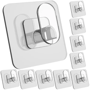 10pc Self Adhesive Transparent Hooks Wall Mounted Traceless Glue Rack Waterproof Bathroom Kitchen Towels Punch Free Storage