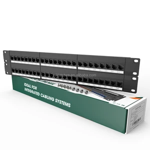 Cat5E Cat6 Colorful Modular Fiber Optic RJ45 48-Port 2U 2 Rack Mount Cable Management Bar Included