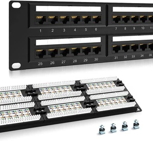 Network Patch Panel 48 Ports CAT6 RJ45 UTP 19 Inch Rack 2U with 110 Punch Down IDC Connectors Factory Price