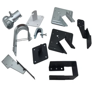 CNC Machined High Precision Laser Cut Bent Sheet Metal Fabrication Parts Black Coated Galvanized Steel Fixed Connecting Brackets