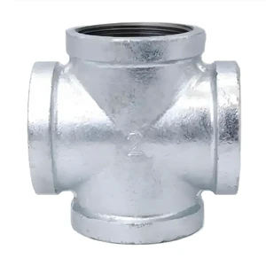 DN25*15 Galvanized Malleable Iron Cross 16KG BS NPT Thread Fire Fighting HVAC Chemical Pipe Fitting