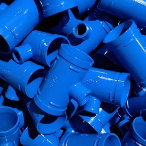 Blue Welded Steel Pipe Fittings Round Section EP PE Coated Industrial Pipeline Connectors
