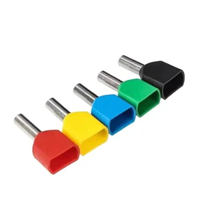 JINQIAO TE0508~TE1614 Double Wire Tubular Cold-Pressed Insulated Copper Terminal Cable End Caps-Low/High Voltage Waterproof