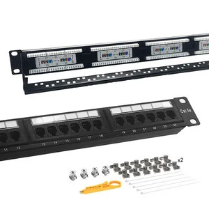 19 Inch 1U Rack Fiber Optic Patch Panel with Modular Jack RJ45 Cat6 UTP 24 Port Blank Network Patch Panel