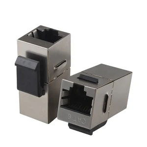 Custom FTP RJ45 Inline Coupler STP RJ45 Cat6 Copper Silver Waterproof Keystone Jack LAN Connector