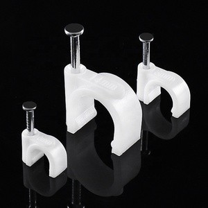 7mm Ethernet Cable Clip Clamps with Steel Nail (100 Pack) Wire Clips for Wall,Cord Management Nail Cable Clips