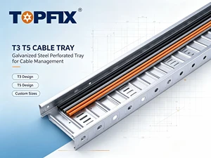 TOPFIX Ventilated Perforated Design T3 T5 Cable Ladder Cablt Trya, CE & ISO Certified for Safe & Efficient Cable Routing