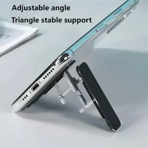 Aluminum Alloy Mini Foldable Portable Phone Holder, Phone Support Bracket, Back Adhesive Bracket
