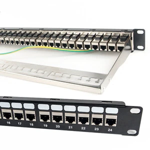 19-Inch with Removable Back Bar 1U 24 Port Cat8 Cat7 Cat6 Cat6A Cat5e STP Shielded Network Patch Panel