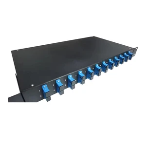 1U 19 Inch ODF Fiber Optic Patch Panel 12 Core Duplex Port Fixed Patch Panel with Adapter