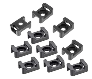 Adhesive Nylon Cable Tie Holder Hc7 Black White 94V2 Mount Base With 53mm Hole for Desk Wall Electrical Management System